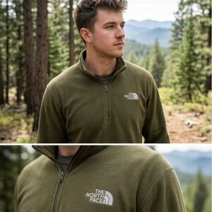 The North Face TKA 100 Glacier 1/4 Zip Fleece Pullover | Olive Green | Men’s L
